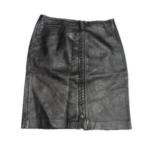 EXPRESS Y2K Black Faux Leather Zip Mini Skirt SZ 1/2